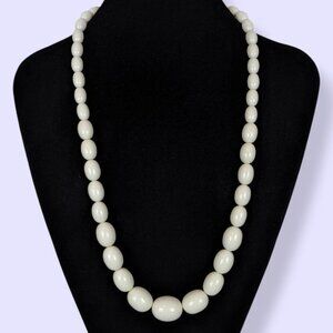 V. Off-White Lucite Graduated Beaded Necklace